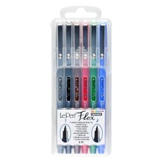 Rašikliai teptukiniu galiuku Marvy „Le Pen Flex” Primary, 6 vnt.