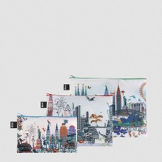 LOQI užsegamų krepšelių rinkinys „KRISTJANA S WILLIAMS INTERIORS World Skyline Recycled Zip Pockets“