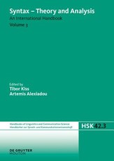 Syntax - Theory and Analysis HandbÃ¼cher zur Sprach- und Kommunikationswissenschaft / Handbooks of Linguistics and Communication Science [HSK] Syntax - Theory and Analysis