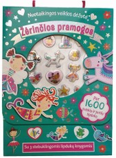 Žėrinčios pramogos. Nuotaikingos veiklos dėžutė su 3 stebuklingomis lipdukų knygomis Žėrinčios pramogos. Nuotaikingos veiklos dėžutė su 3 stebuklingomis lipdukų knygomis