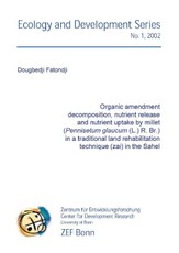 Organic amendment decomposition, nutrient release and nutrient uptake by millet (Pennisetum glaucum (L.) R. Br.) in a traditional land rehabilitation technique (zai) in the Sahel