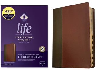 NKJV Life Application Study Bible, Third Edition, Large Print (Red Letter, Leatherlike, Brown/Mahogany, Indexed)