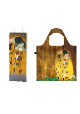 Dovanų rinkinys Žvakė FLATYZ „Gustav Klimt – The Kiss“, 15 cm + LOQI pirkinių krepšys „GUSTAV KLIMT The Kiss, 1907“