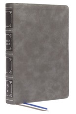 Nkjv, Reference Bible, Classic Verse-By-Verse, Center-Column, Leathersoft, Gray, Red Letter, Thumb Indexed, Comfort Print