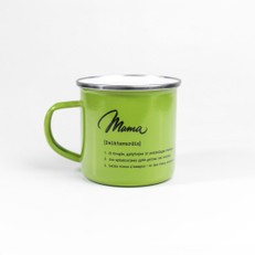 Metalinis puodelis su stilingu užrašu „Mama“, žalias, 300 ml