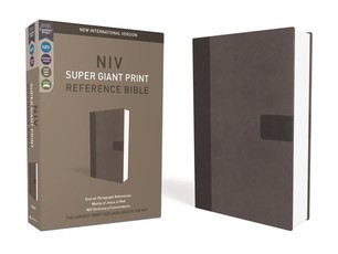 NIV, Super Giant Print Reference Bible, Giant Print, Imitation Leather, Gray, Red Letter Edition