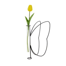 Vaza „Butterfly Silhouette“, juoda, metalas/stiklas