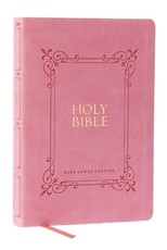 KJV Holy Bible Large Print Center-Column Reference Bible, Pink Leathersoft, 53,000 Cross References, Red Letter, Thumb Indexed, Comfort Print: King James Version
