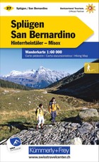 Splügen-San Bernardino, Hinterrheintäler, Misox Wanderkarte nr. 27