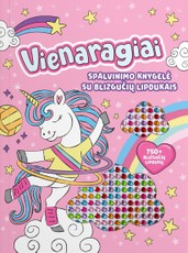 Spalvinimo knygelė su blizgučių lipdukais „Vienaragiai“