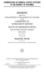 Coordination of criminal justice activities in the District of Columbia