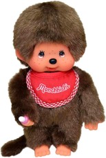 MONCHHICHI klasikinė beždžionė su raudonu seilinuku, 20 cm