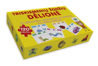 Triskiemenių žodžių dėlionė ir užduočių knygelė: su 40 lipdukų