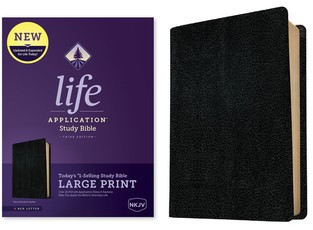 NKJV Life Application Study Bible, Third Edition, Large Print (Red Letter, Bonded Leather, Black)