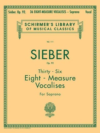 36 Eight-Measure Vocalises, Op. 92: Schirmer Library of Classics Volume 111