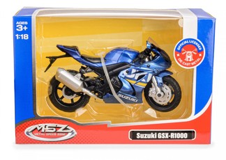 Prekės pavadinimas: Transporto priemonė MSZ 1:18 Suzuki GSX-R1000 mėlyna