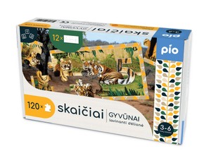Lavinanti dėlionė PIO „Skaičiai-gyvūnai“, 3–6 metų vaikams