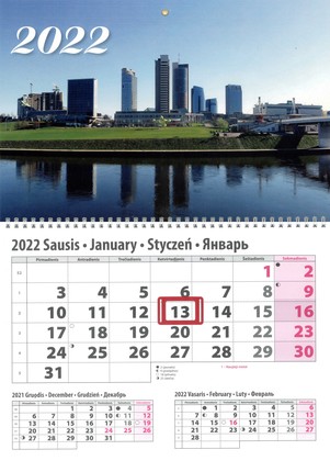 2022 m. sieninis kalendorius Vilnius