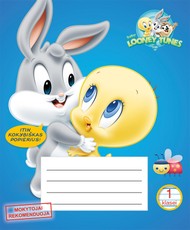 MOKYTOJAI REKOMENDUOJA: ypač kokybiško, nepergeriančio rašalo popieriaus sąsiuvinis linijomis BABY LOONEY TUNES (1 klasei)