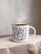 Riboto leidimo Knygos.lt puodelis (baltas, su mėlynu apvadu), 250 ml