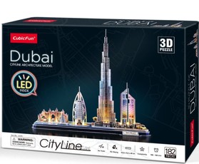 CubicFun 3D dėlionė su LED apšvietimu „Dubai“
