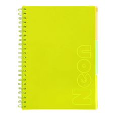 Sąsiuvinis su spirale, plastikiniu viršeliu NEON A4 120lap., lang., geltonas