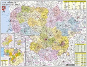 Lietuvos administracinis žemėlapis. Sieninis. M 1:400 000