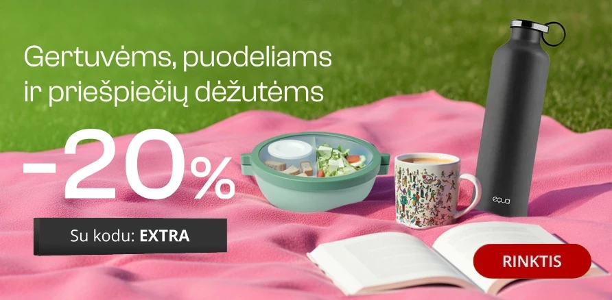 Gertuvėms, puodeliams ir pietų dėžutėms -20%