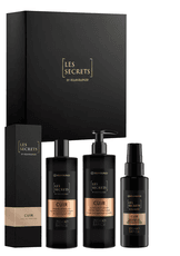 Dovanų rinkinys EQUIVALENZA kvepalai Les Secrets CUIR EDP + kūno losjonas Les Secrets CUIR + dušo želė Les Secrets CUIR + plaukų dulksna Les Secrets CUIR