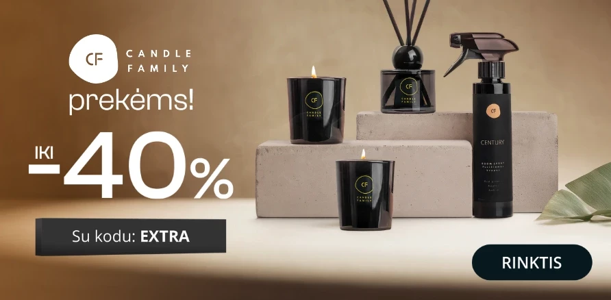 CANDLE FAMILY Žvakės ir namų kvapai iki - 40 % nuolaida!