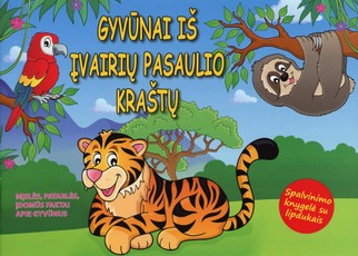 Gyvūnai iš įvairių pasaulio kraštų: knygelė su mįslėmis ir lipdukais