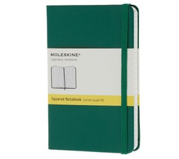 Knygelė Moleskine Coloured Classic (9 x 14, langeliais, žalios sp.)