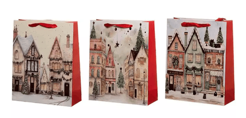 Kalėdinis dovanų maišelis „Village“, 1 vnt., 26 x 32 x 12 cm