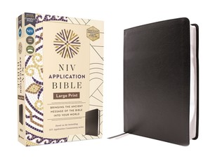 NIV Application Bible, Large Print, European Bonded Leather, Black, Red Letter, Comfort Print