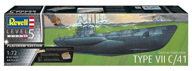 Plastikinis modelis — vokiečių povandeninis laivas Type VII C/41 (mastelis 1:72)